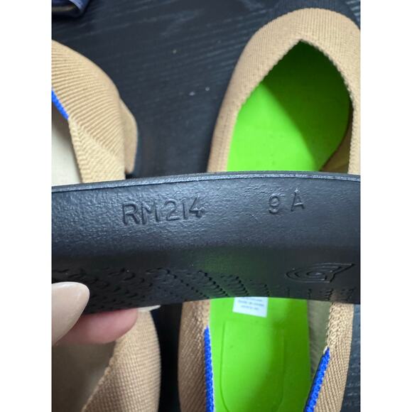 Rothy’s The Point Flats Tan Black Cap Toe Women’s Size 9 Woven Knit Shoes - Picture 8 of 9